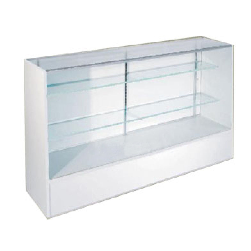 White wood retail glass display case