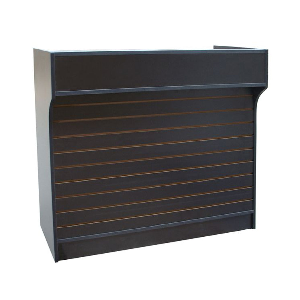 Slatwall front Cash Register in Black Laminate wood with cash drawer