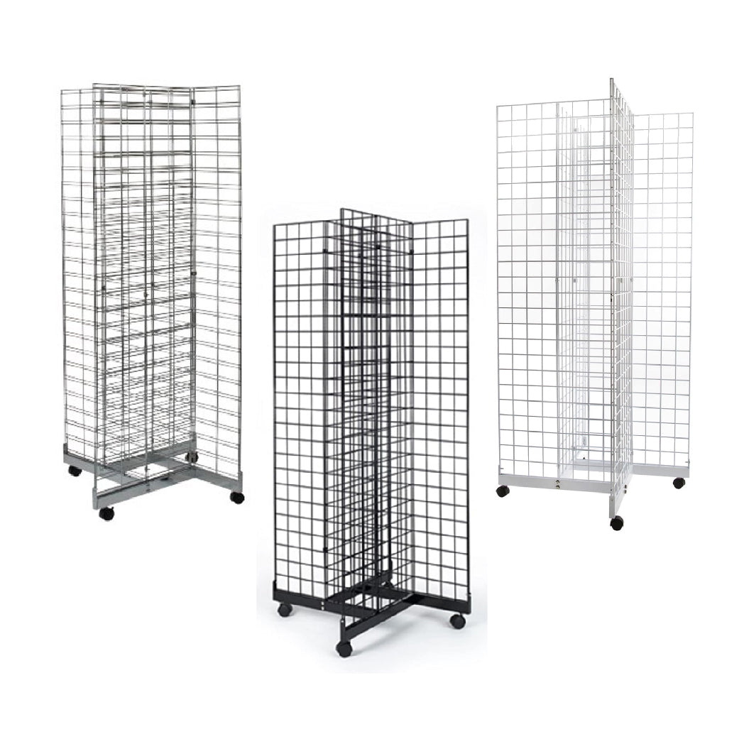 Free-Standing Grid Wall Tower With Pin Wheel Base