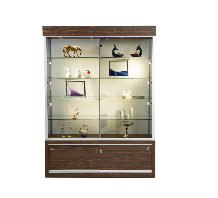Cherry Rectangular Wall Case W/Glass Sides- Fully Assembled | Now Displays