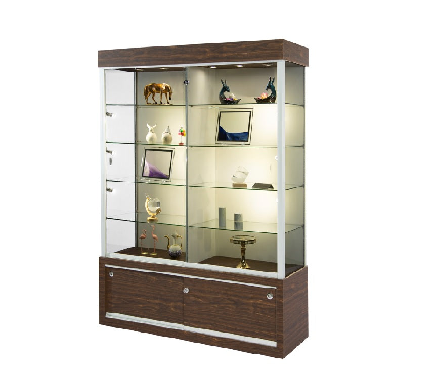 Cherry Rectangular Wall Case W/Glass Sides- Fully Assembled | Now Displays