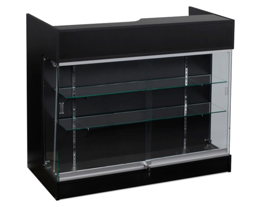 Black Ledgetop Glass Front Register Counter
