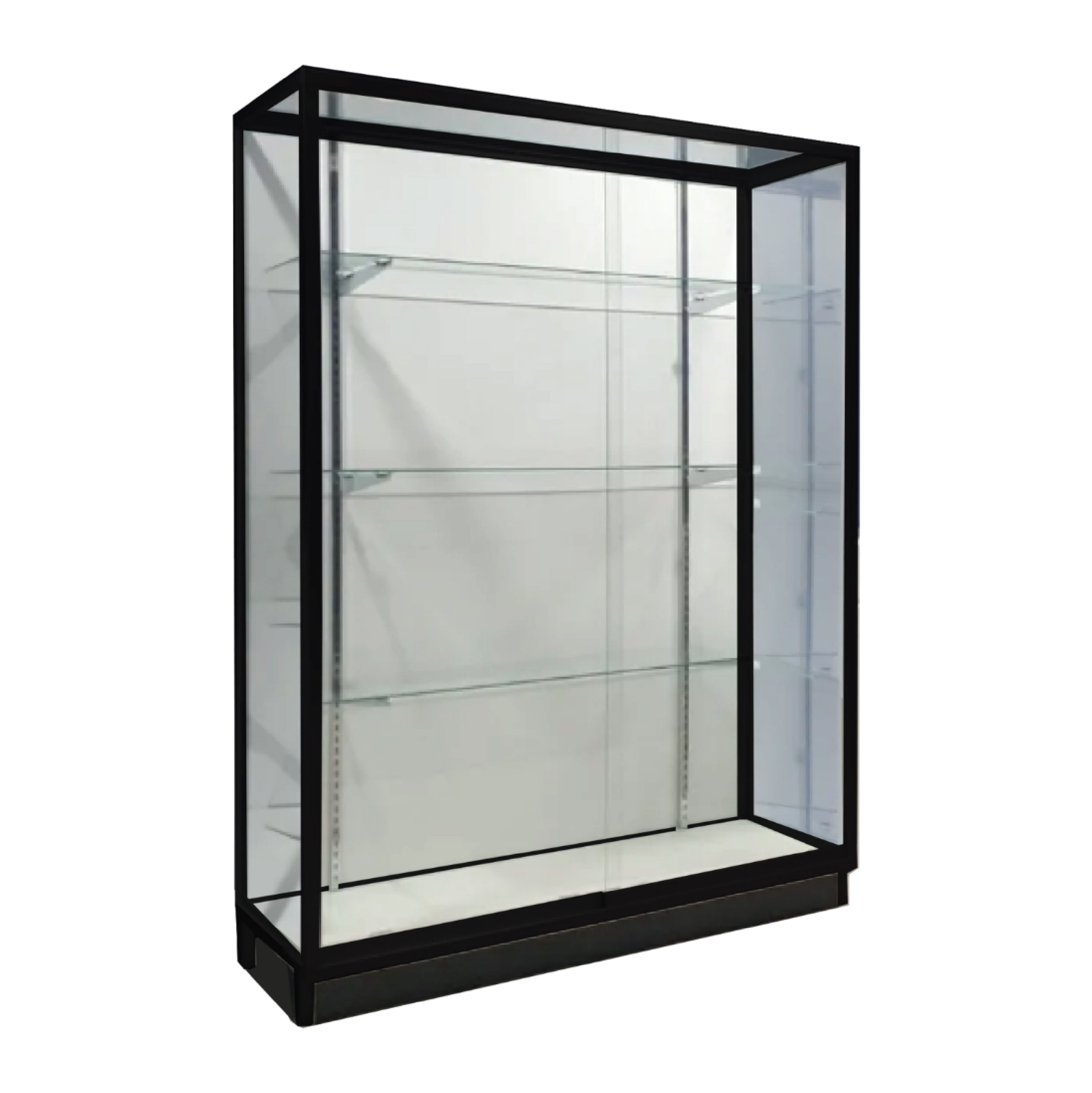 Black Framed Glass Wall Cabinet- 4" Kick Base